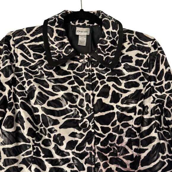 Chico's Black White Animal Print Women's Blazer Jacket, Size 0 (US S) - Picture 3 of 8